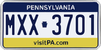 PA license plate MXX3701