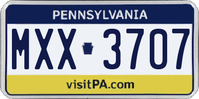 PA license plate MXX3707