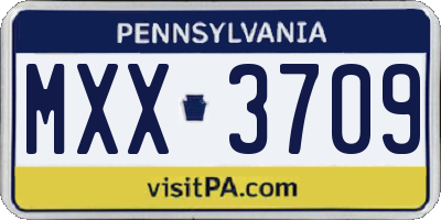 PA license plate MXX3709