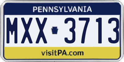 PA license plate MXX3713