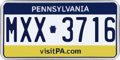 PA license plate MXX3716