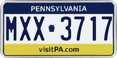 PA license plate MXX3717