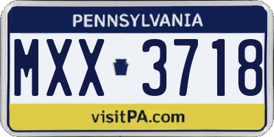 PA license plate MXX3718