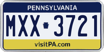 PA license plate MXX3721