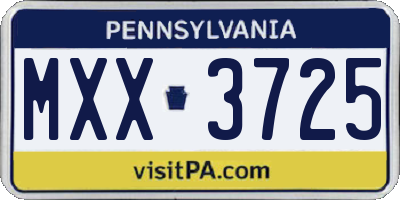 PA license plate MXX3725