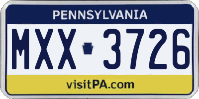 PA license plate MXX3726