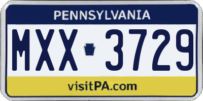PA license plate MXX3729