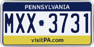 PA license plate MXX3731