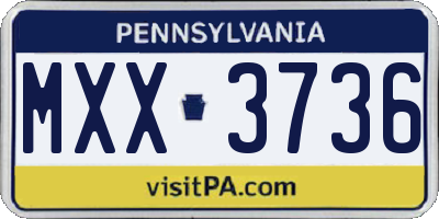 PA license plate MXX3736
