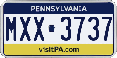 PA license plate MXX3737