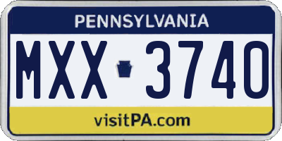 PA license plate MXX3740