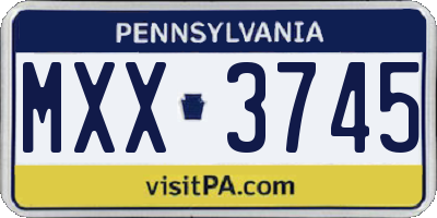 PA license plate MXX3745