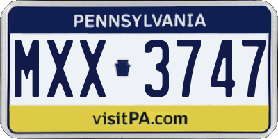 PA license plate MXX3747