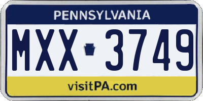 PA license plate MXX3749