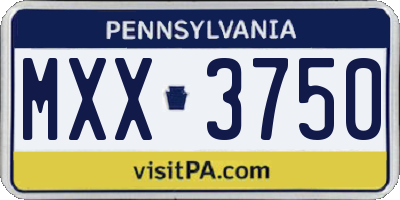 PA license plate MXX3750