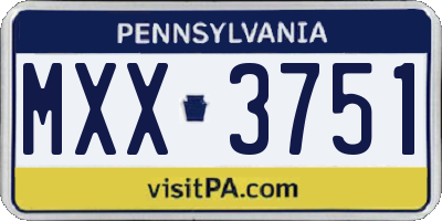 PA license plate MXX3751
