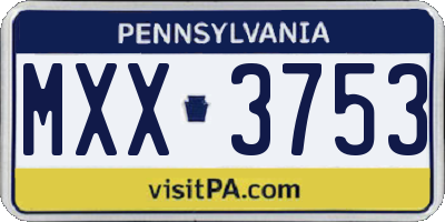 PA license plate MXX3753