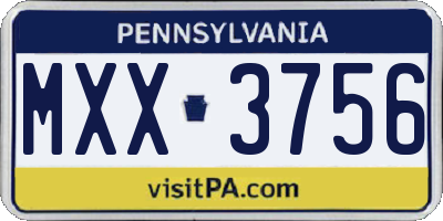PA license plate MXX3756