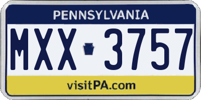 PA license plate MXX3757