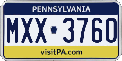 PA license plate MXX3760