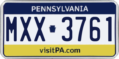 PA license plate MXX3761