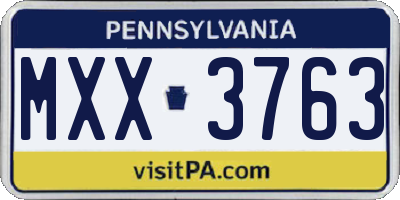 PA license plate MXX3763