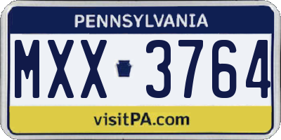 PA license plate MXX3764