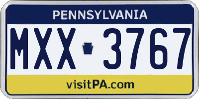 PA license plate MXX3767