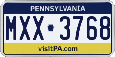 PA license plate MXX3768
