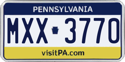 PA license plate MXX3770