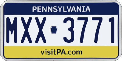 PA license plate MXX3771