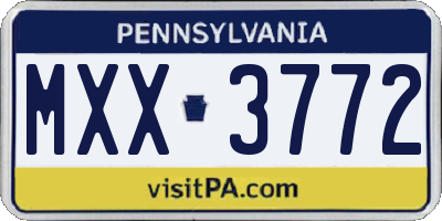 PA license plate MXX3772