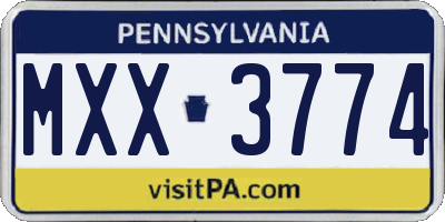 PA license plate MXX3774
