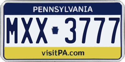 PA license plate MXX3777