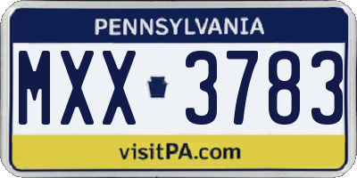 PA license plate MXX3783