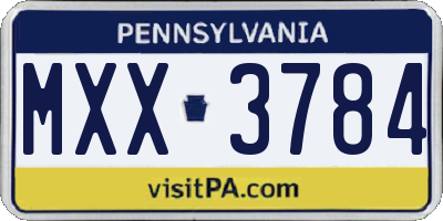 PA license plate MXX3784