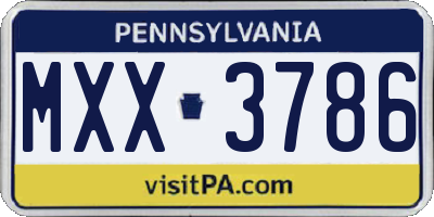 PA license plate MXX3786