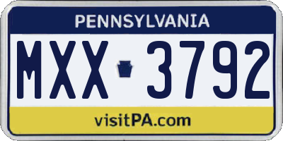 PA license plate MXX3792
