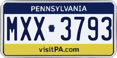 PA license plate MXX3793
