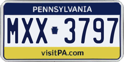 PA license plate MXX3797