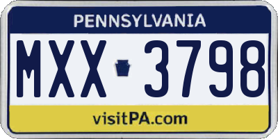 PA license plate MXX3798