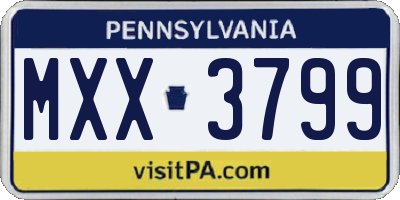 PA license plate MXX3799