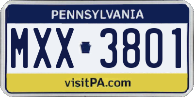 PA license plate MXX3801