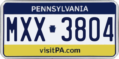 PA license plate MXX3804