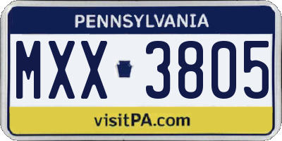 PA license plate MXX3805