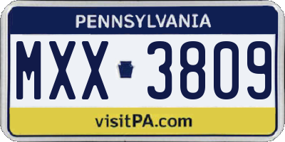 PA license plate MXX3809