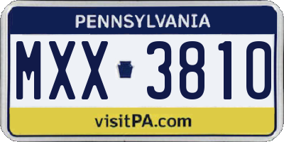 PA license plate MXX3810