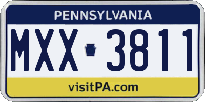 PA license plate MXX3811