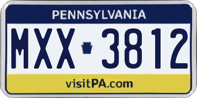 PA license plate MXX3812