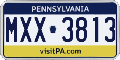 PA license plate MXX3813